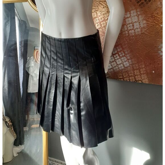 Joe Fresh Faux Leather Pleated Mini Skirt - Picture 3 of 11